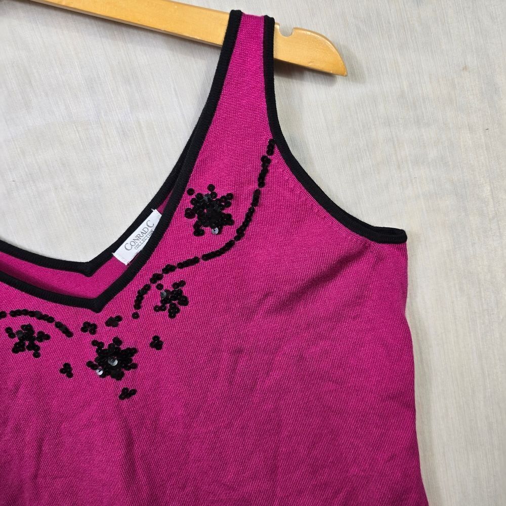 CONRAD C COLLECTION Pink Embroidered Tank Top - Picture 3 of 7